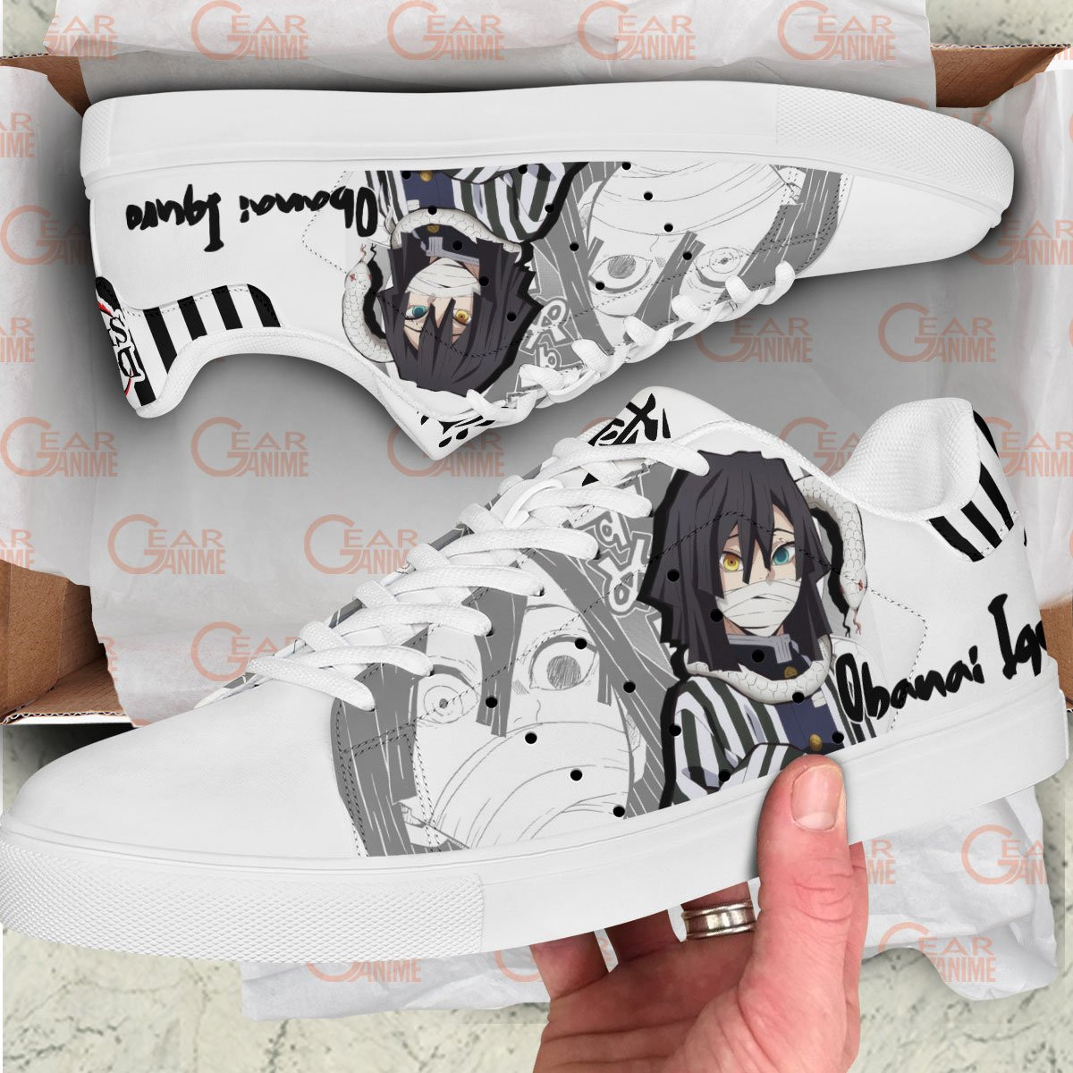 Demon Slayer Obanai Iguro Skate Sneakers Custom Anime Shoes