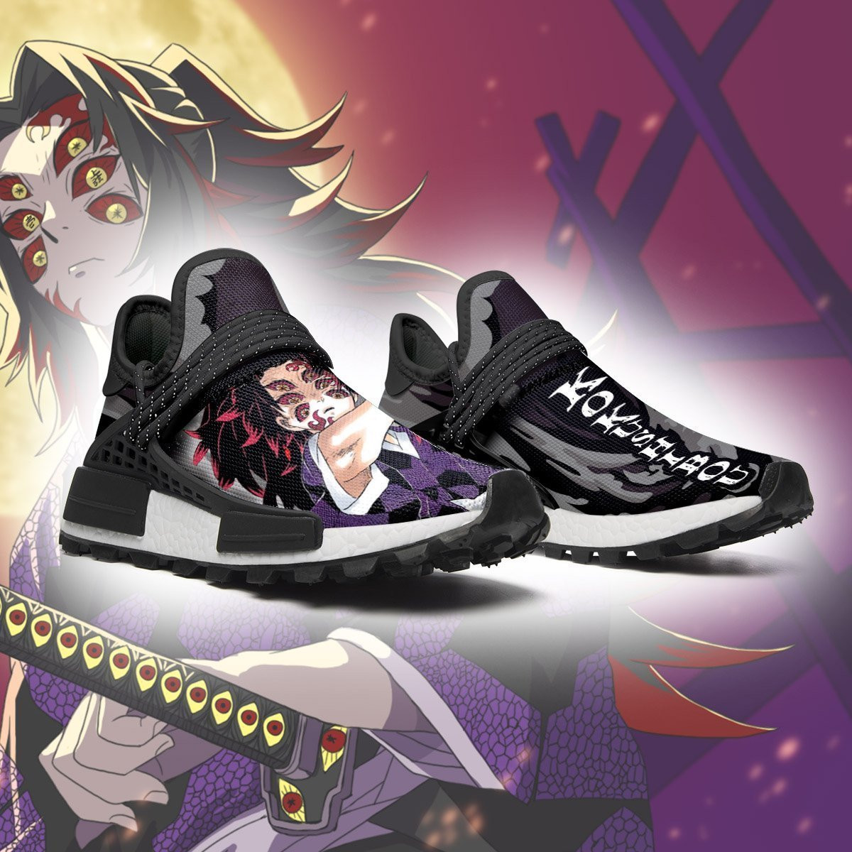 Demon Slayer Shoes Kokushibou Shoes Skill Anime Sneakers, NMD Shoes