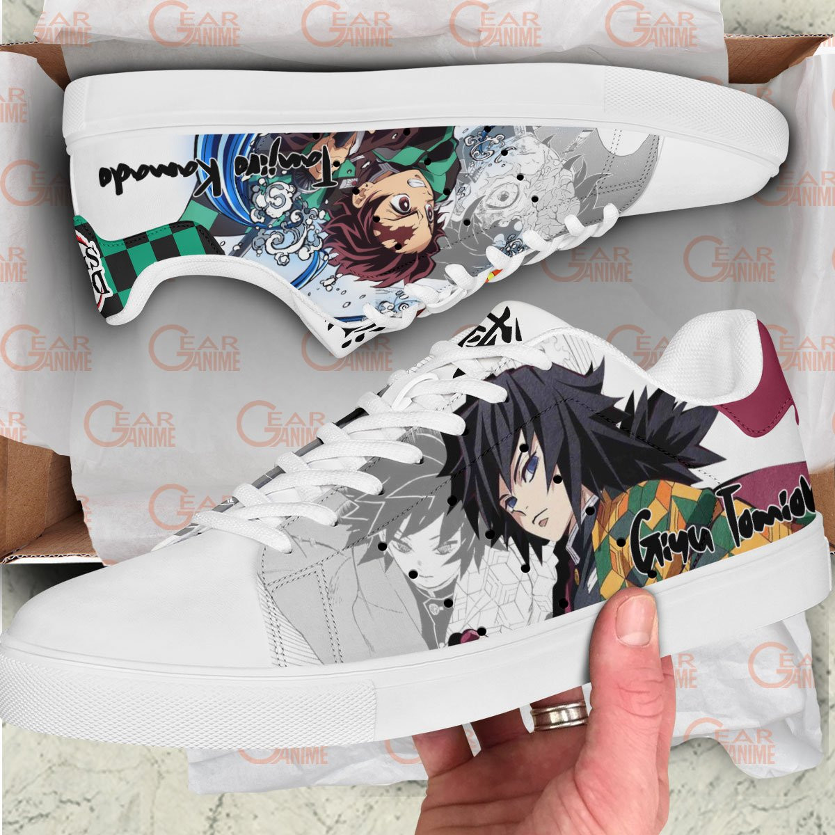 Demon Slayer Tanjiro and Giyu Skate Sneakers Custom Anime Shoes