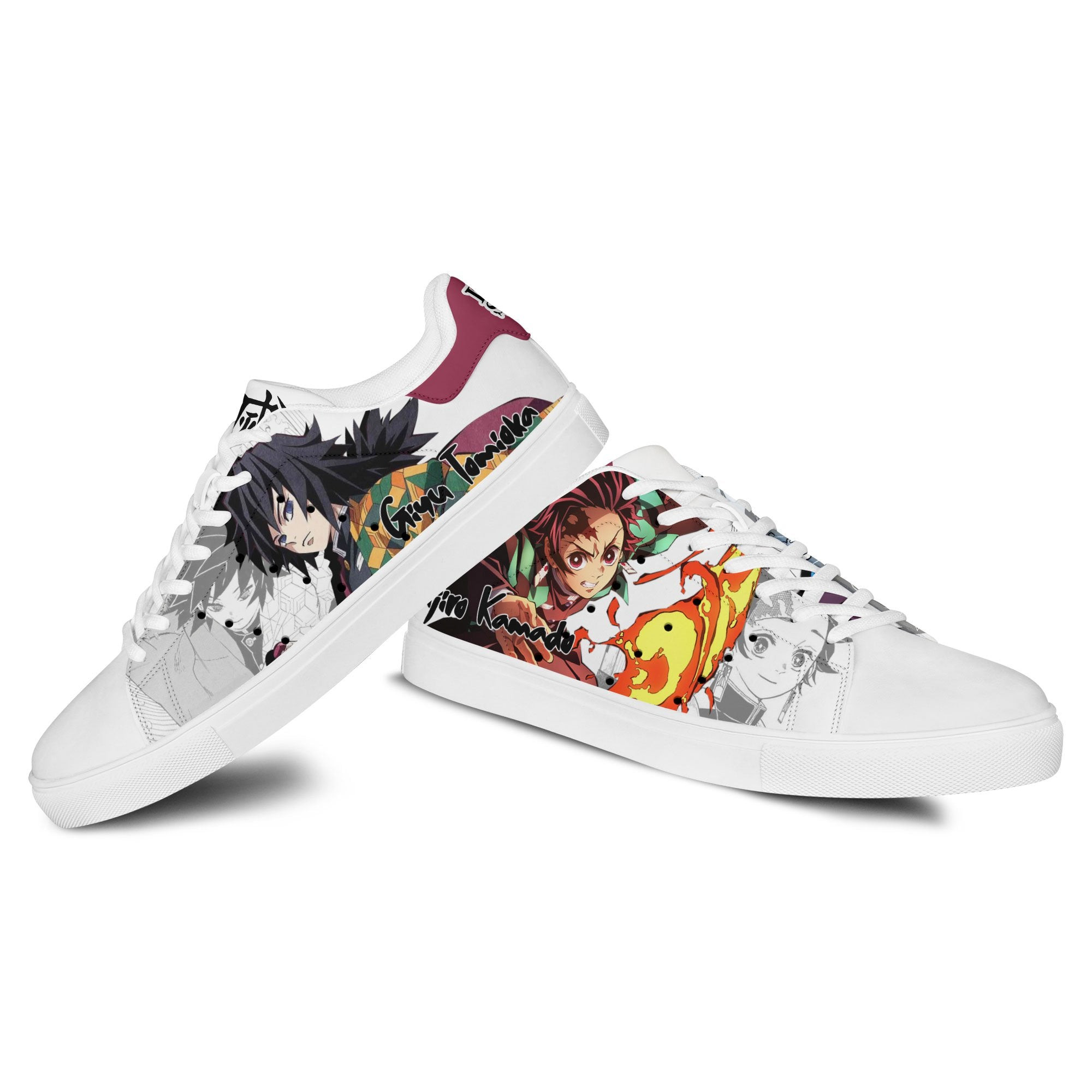 Demon Slayer Tanjiro and Giyu Skate Sneakers Custom Anime Shoes