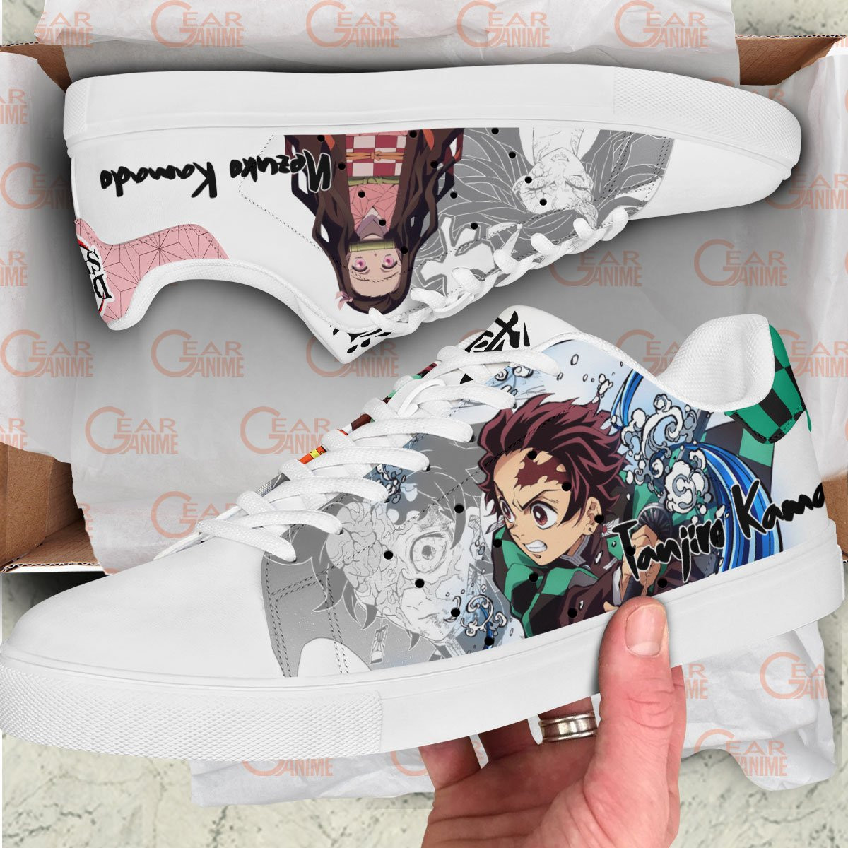 Demon Slayer Tanjiro and Nezuko Skate Sneakers Custom Anime Shoes