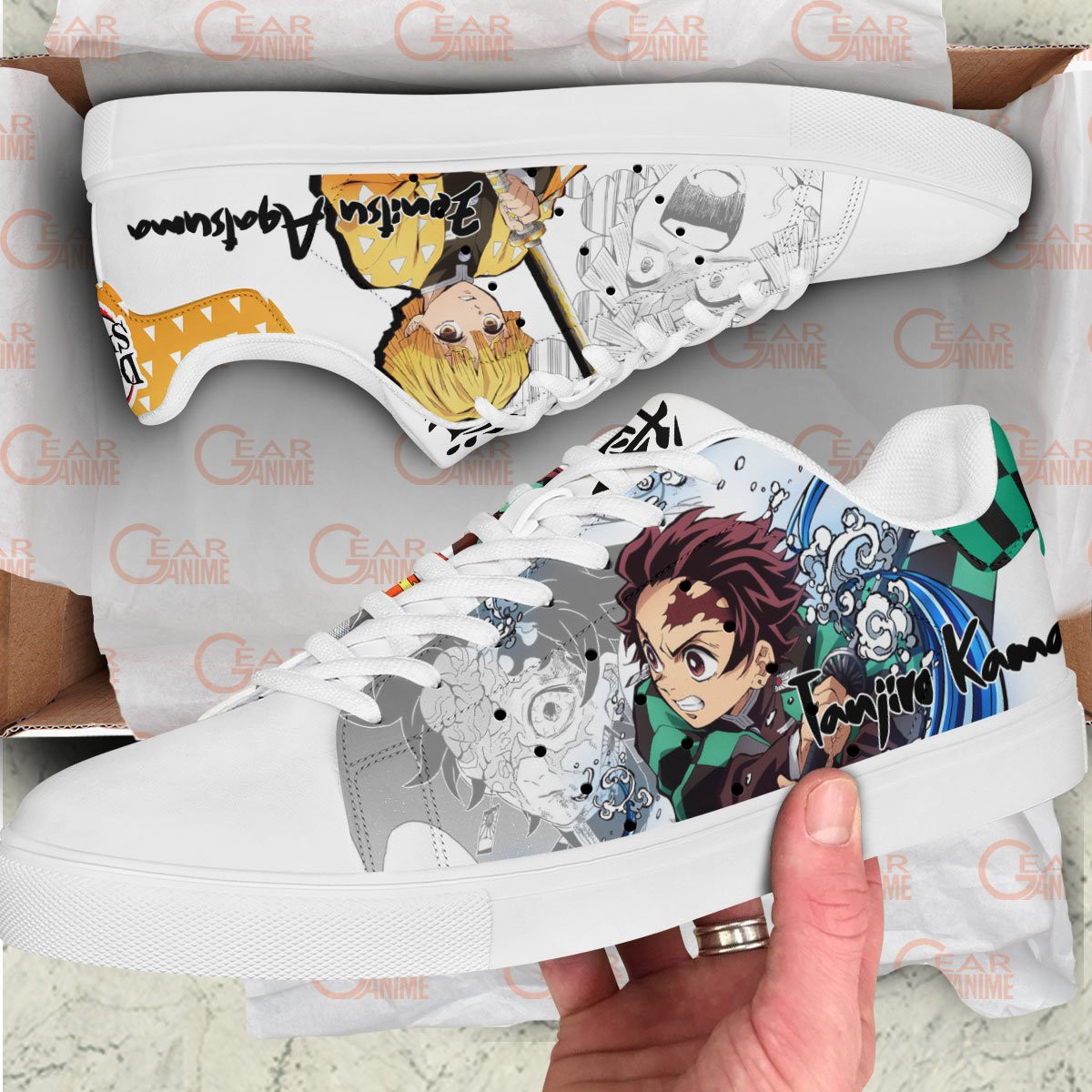 Demon Slayer Tanjiro and Zenitsu Skate Sneakers Custom Anime Shoes