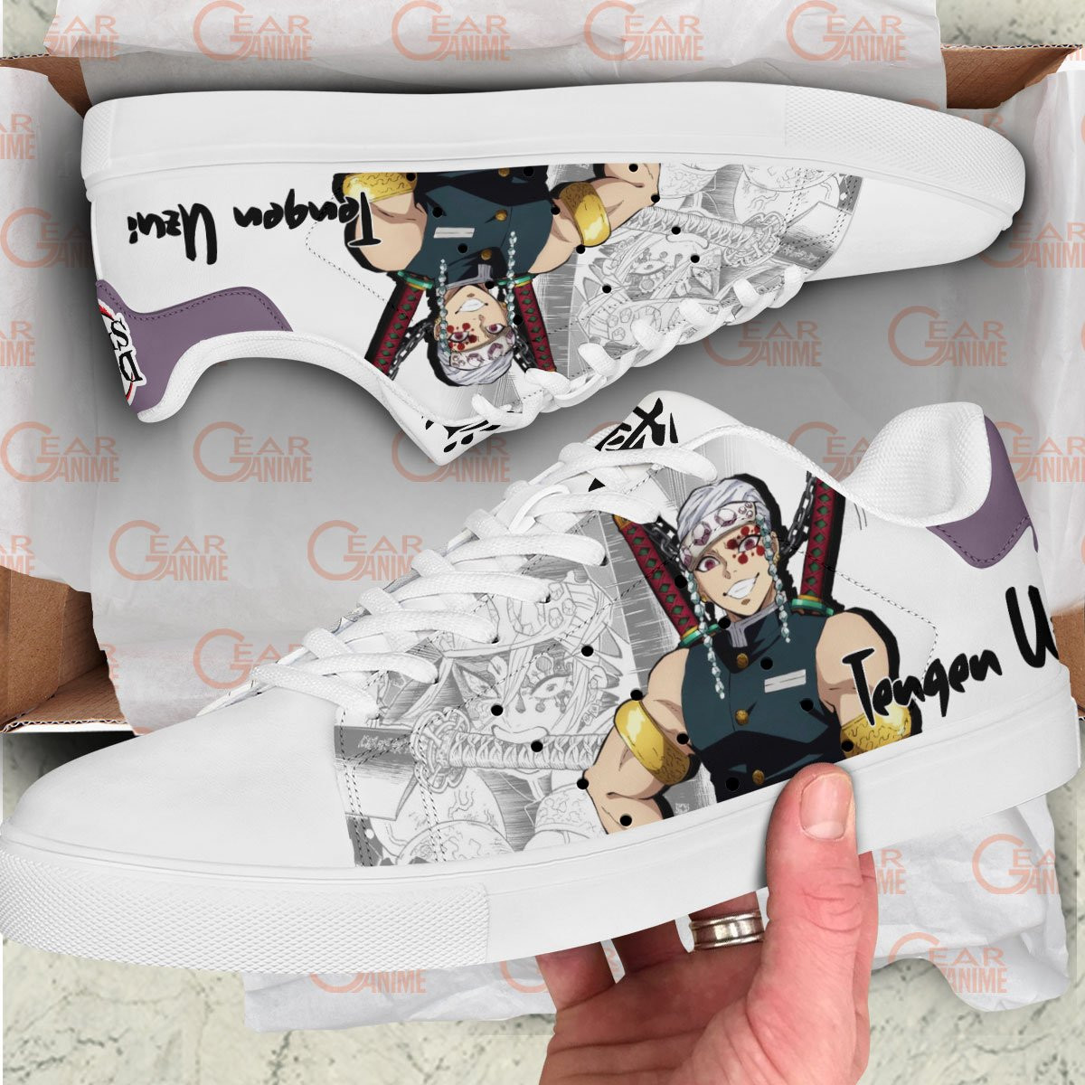 Demon Slayer Tengen Uzui Skate Sneakers Custom Anime Shoes