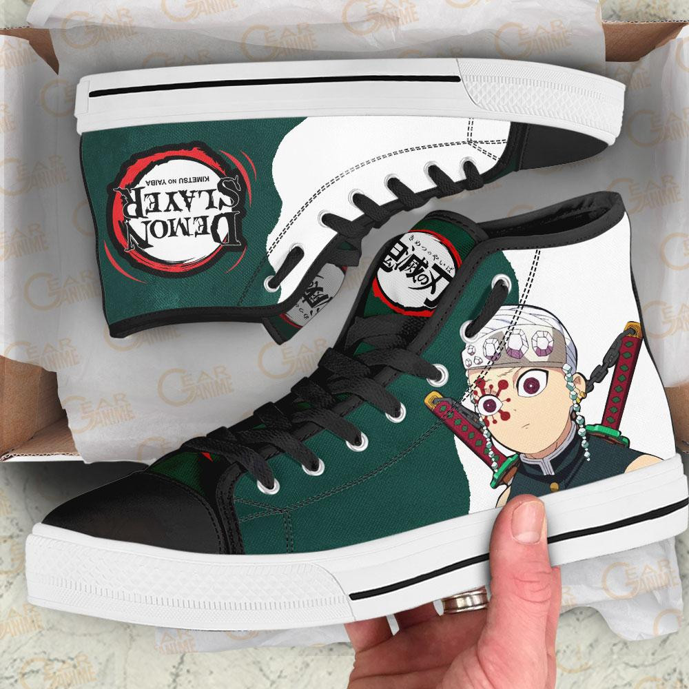 Demon Slayer Uzui Tengen Funny Face High Top Shoes Funny Custom Anime Sneakers