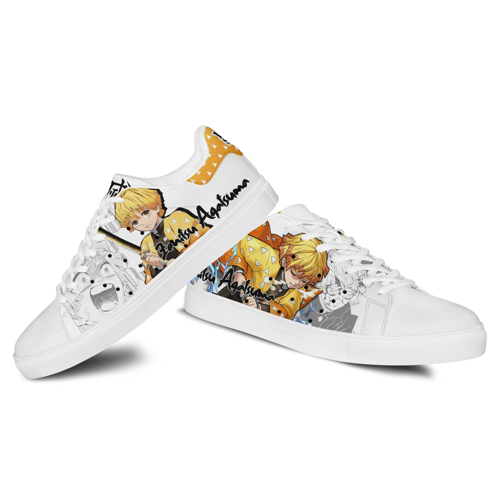 Demon Slayer Zenitsu Agatsuma Skate Sneakers Custom Anime Shoes