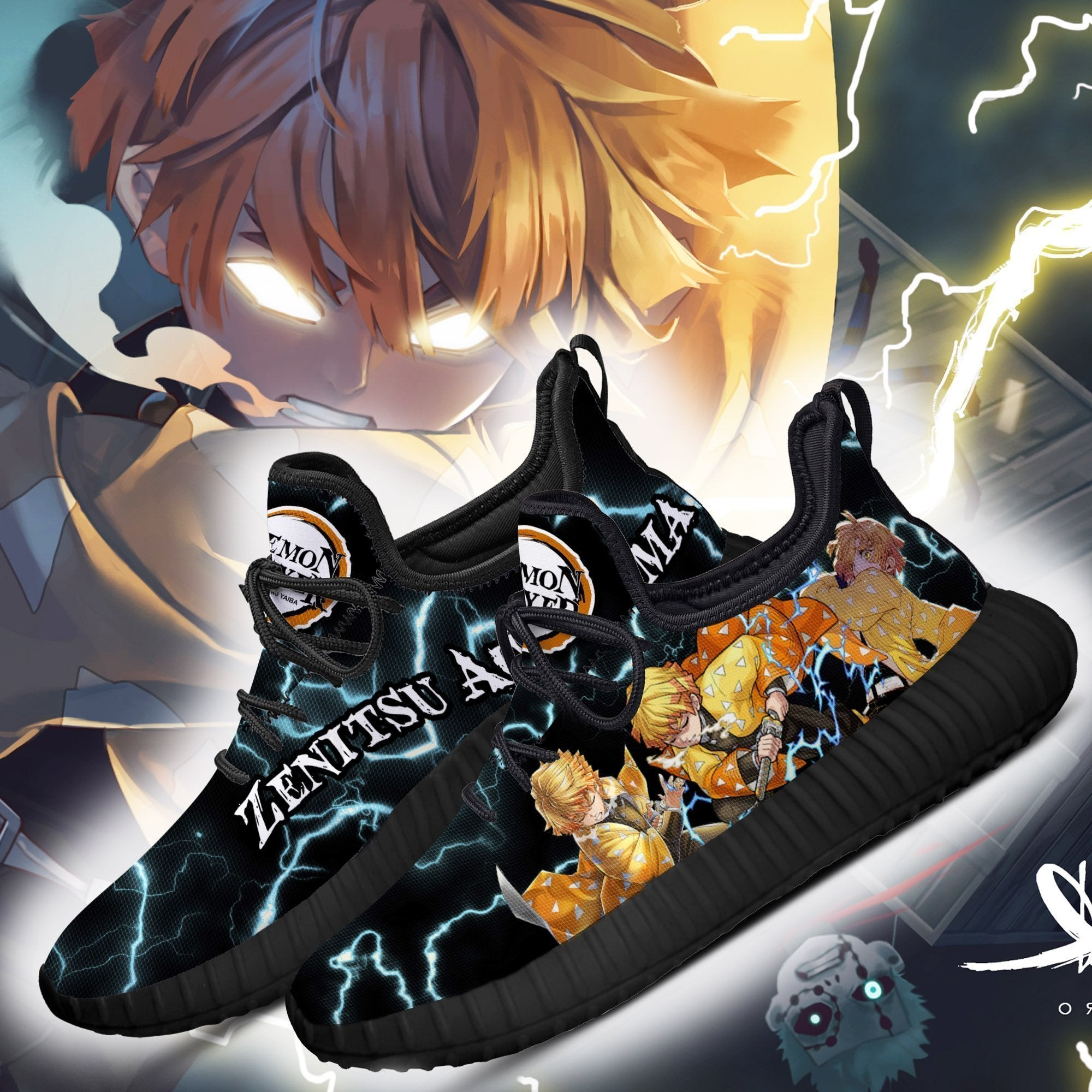 Demon Slayer Zenitsu Reze Shoes Thunder Breathing Custom Anime Sneakers
