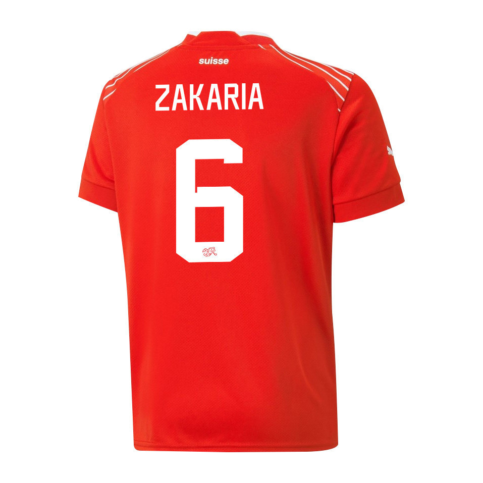 Denis Zakaria 6 Switzerland National Team FIFA World Cup Qatar 2022 Patch – Home Men Soccer Jersey