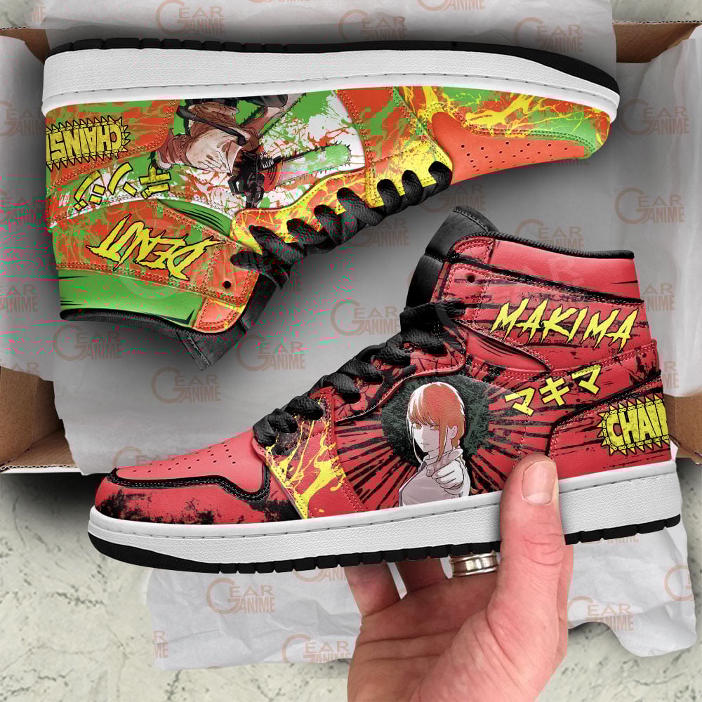 Denji and Makima JD1s Sneakers Chainsaw Man Anime Shoes, Air Jordan Hightop