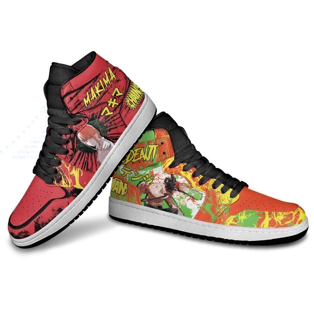 Denji and Makima JD1s Sneakers Chainsaw Man Anime Shoes, Air Jordan Hightop