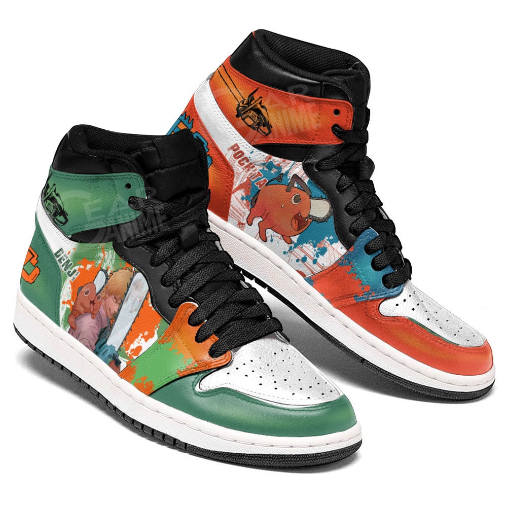 Denji and Pochita JD1s Sneakers Chainsaw Man Anime Shoes, Air Jordan Hightop