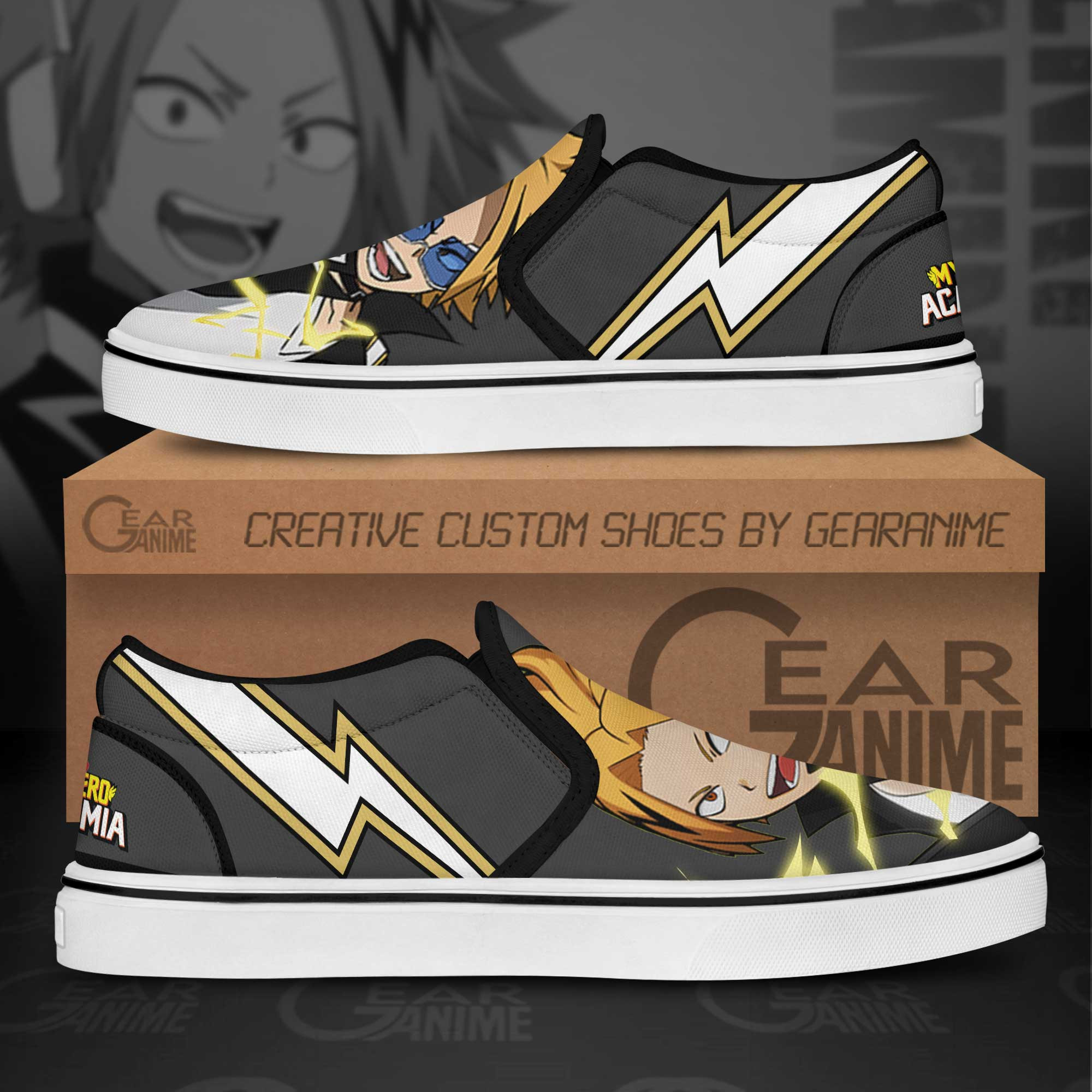 Denki Kaminari Slip-On Shoes Canvas My Hero Academia Custom Anime Shoes