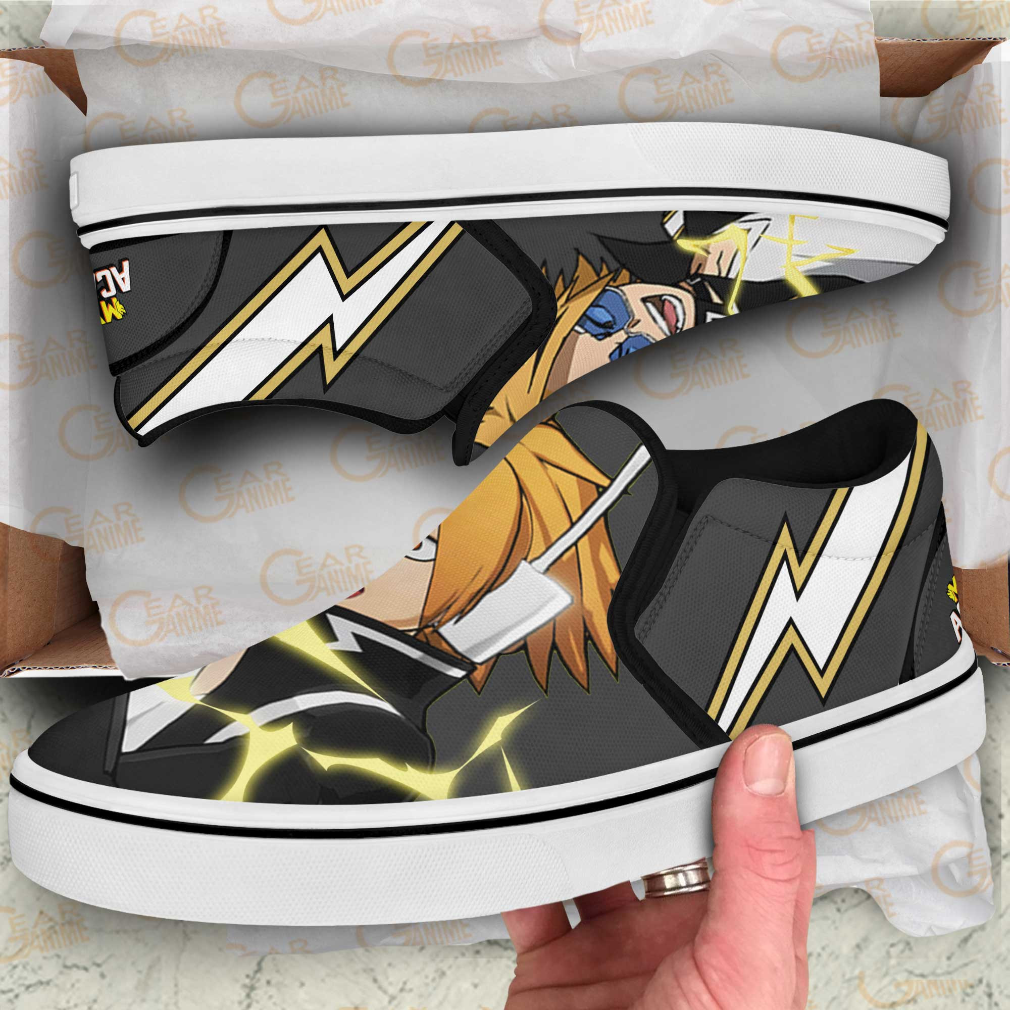 Denki Kaminari Slip-On Shoes Canvas My Hero Academia Custom Anime Shoes