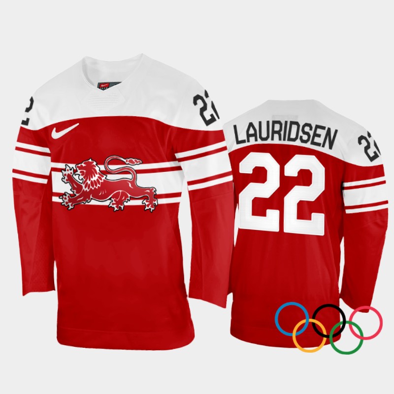 Denmark Markus Lauridsen 2022 Winter Olympics Red #22 Jersey Away