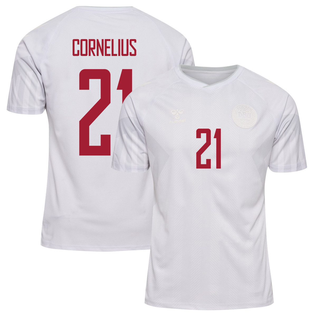 Denmark National Team 2022-23 Qatar World Cup Away Men Soccer Jersey – Andreas Cornelius 21