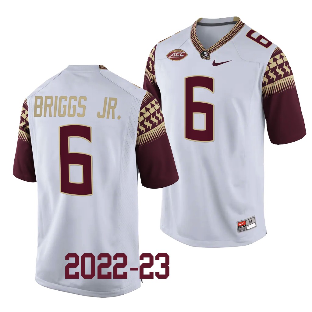 Dennis Briggs Jr. Florida State Seminoles College White Men 6 Jersey 2022-23