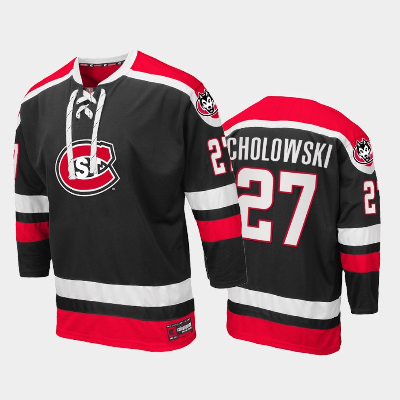 Dennis Cholowski #27 St. Cloud State Huskies College Black Jersey