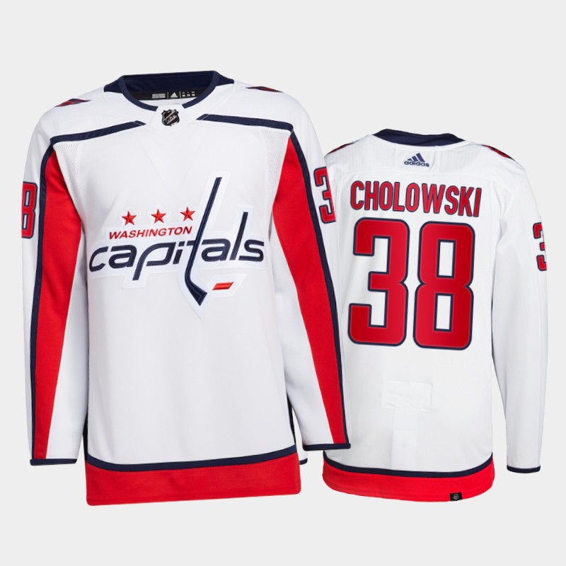 Dennis Cholowski Washington Capitals Primegreen Pro Jersey 2021-22 White #38 Away Uniform
