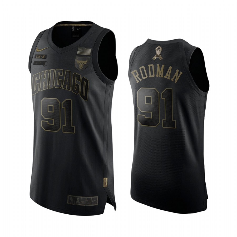 Dennis Rodman Chicago Bulls 2020 Veterans Day Black Jersey