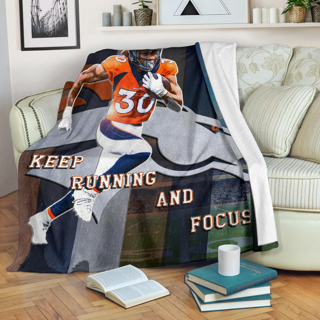 Denver American Football Broncos Keep Running And Focus Fleece Blankets