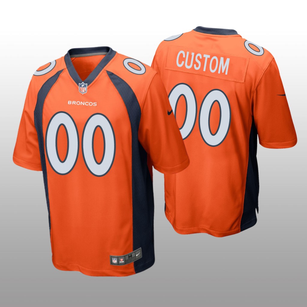Denver Broncos #00 Orange Men’s Custom Game Jersey