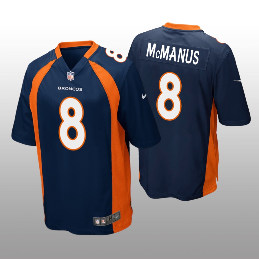 Denver Broncos #8 Navy Men's Brandon McManus Game Jersey