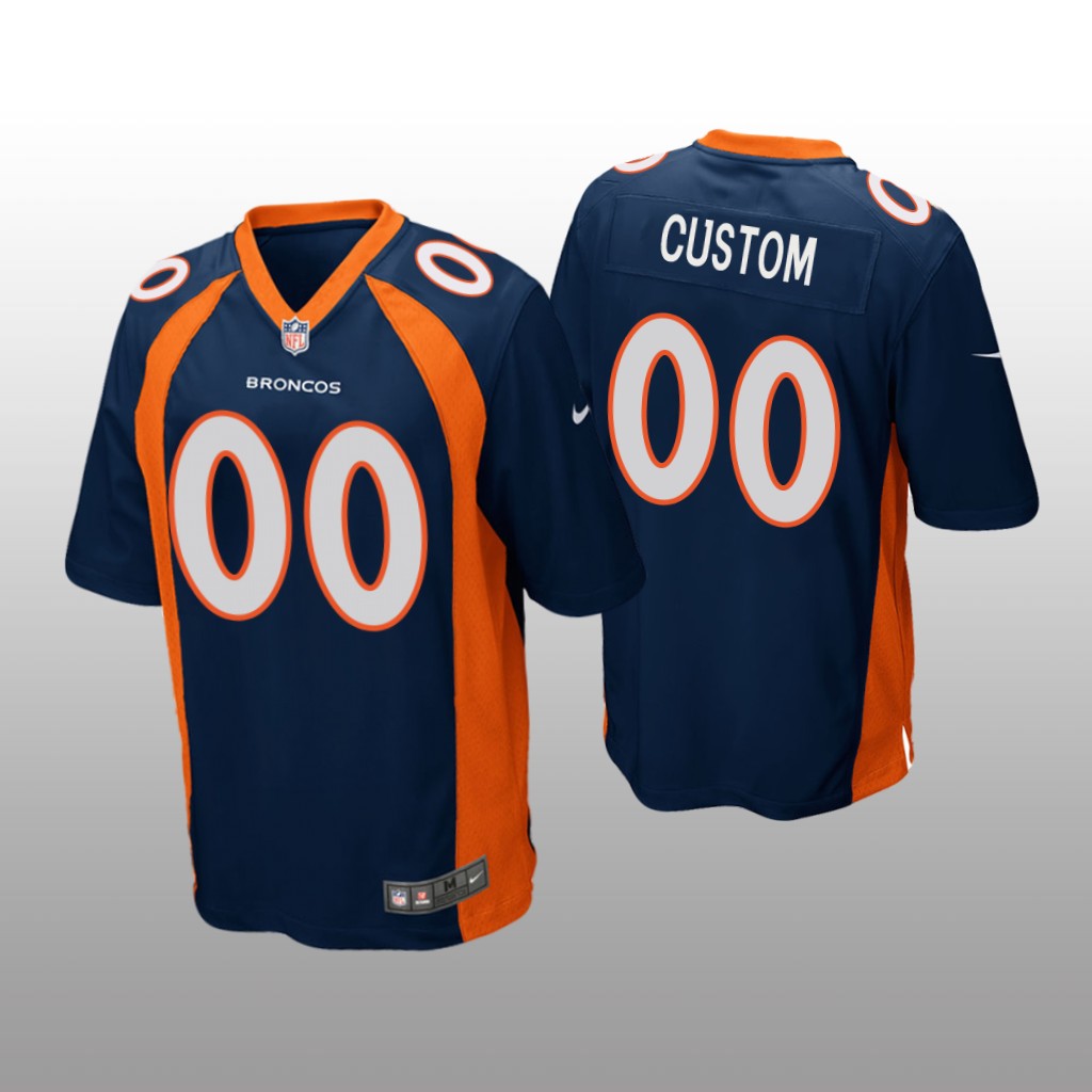 Denver Broncos # Navy Custom Pro Line Jersey – Youth