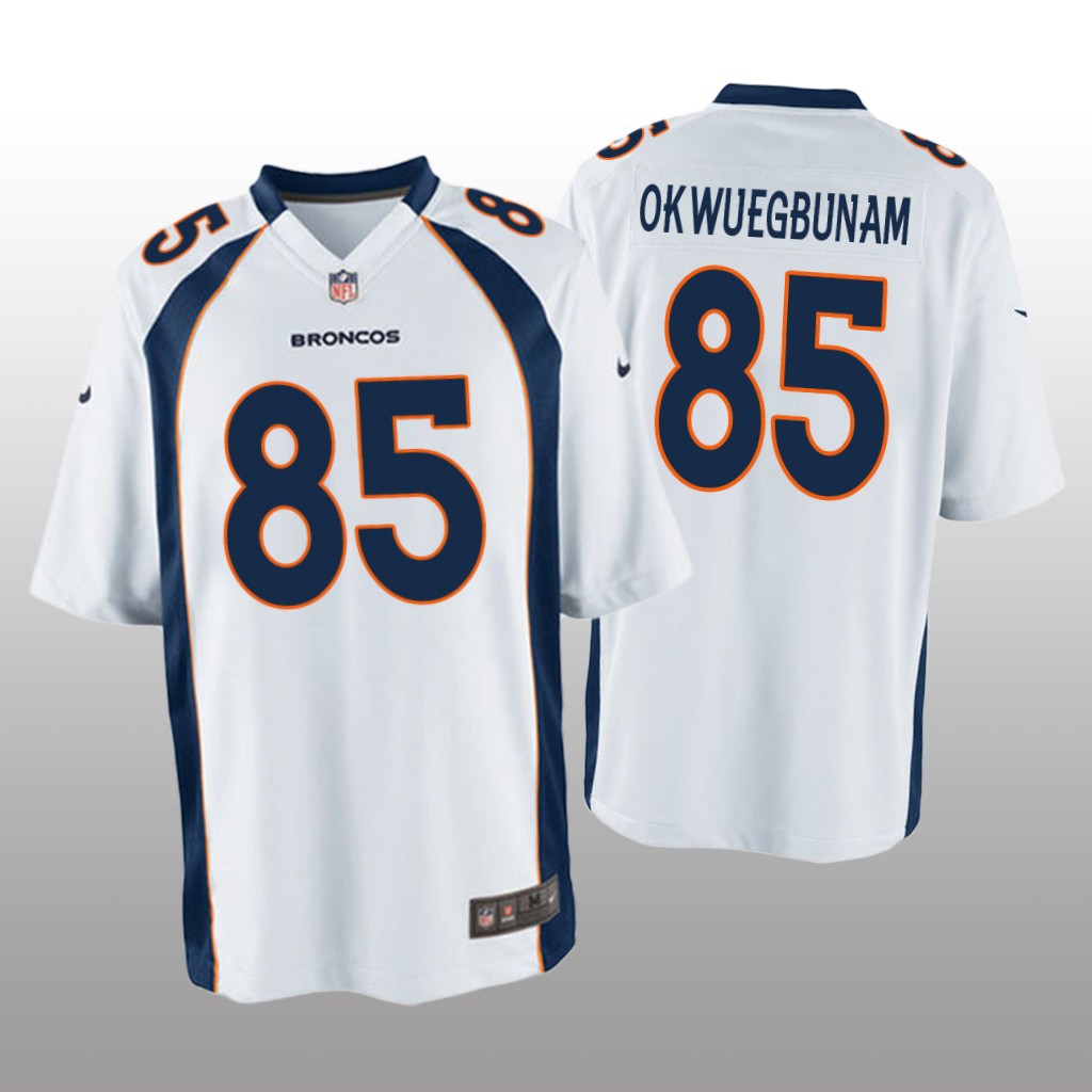 Denver Broncos Albert Okwuegbunam White Jersey Game - Men's