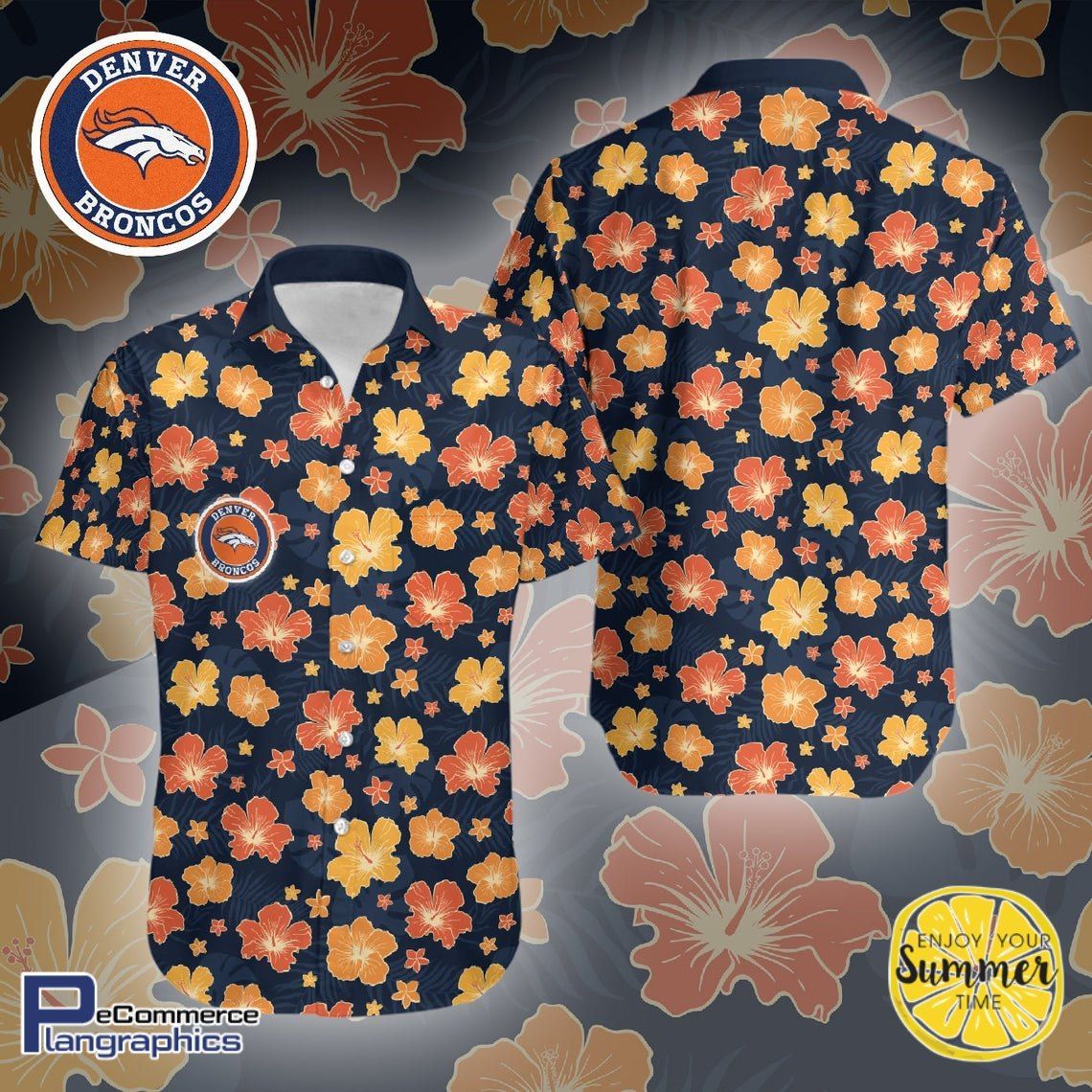 Denver Broncos Aloha Shirt Hawaiian Aloha Shirt Hawaiian Beach Shirt
