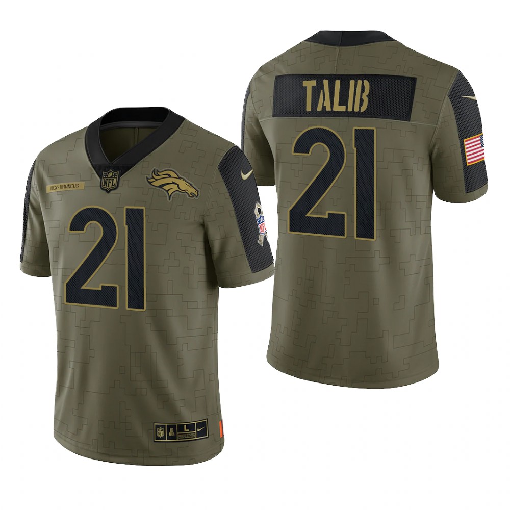 Denver Broncos Aqib Talib Olive Limited Jersey 2021 Salute To Service - Men's