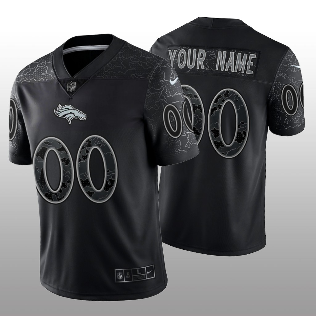 Denver Broncos Custom Black Jersey Reflective Limited - Men's