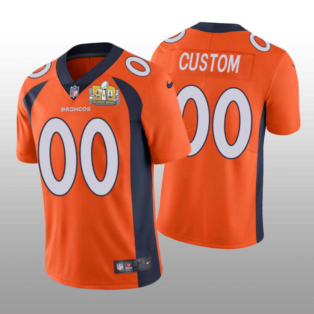 Denver Broncos Custom Orange Jersey Super Bowl 50 Patch - Men's