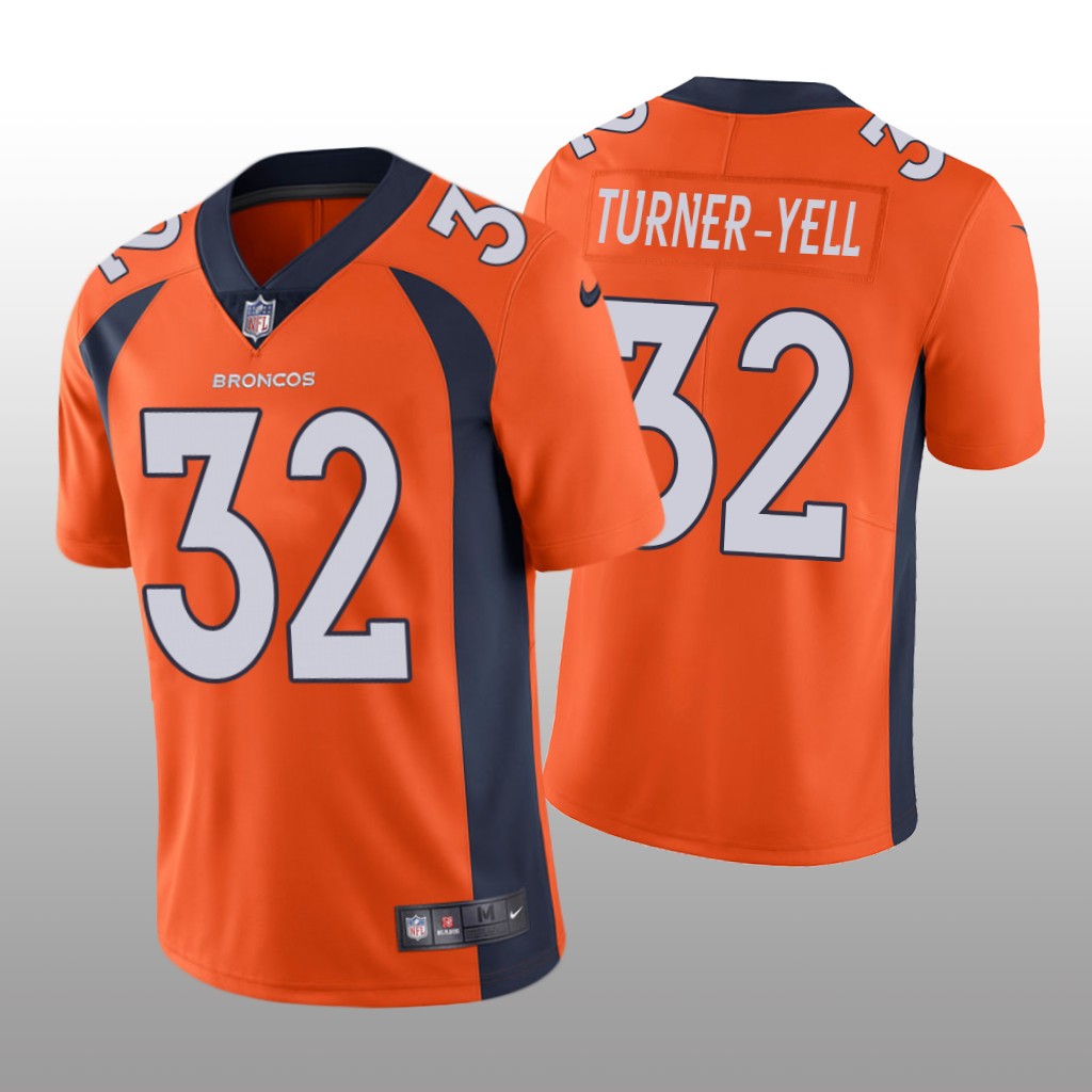 Denver Broncos Delarrin Turner-Yell Orange Jersey Vapor Limited Vapor Limited - Men's