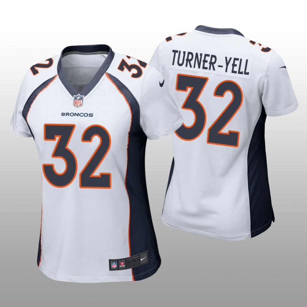 Denver Broncos Delarrin Turner-Yell White Jersey Game - Women's