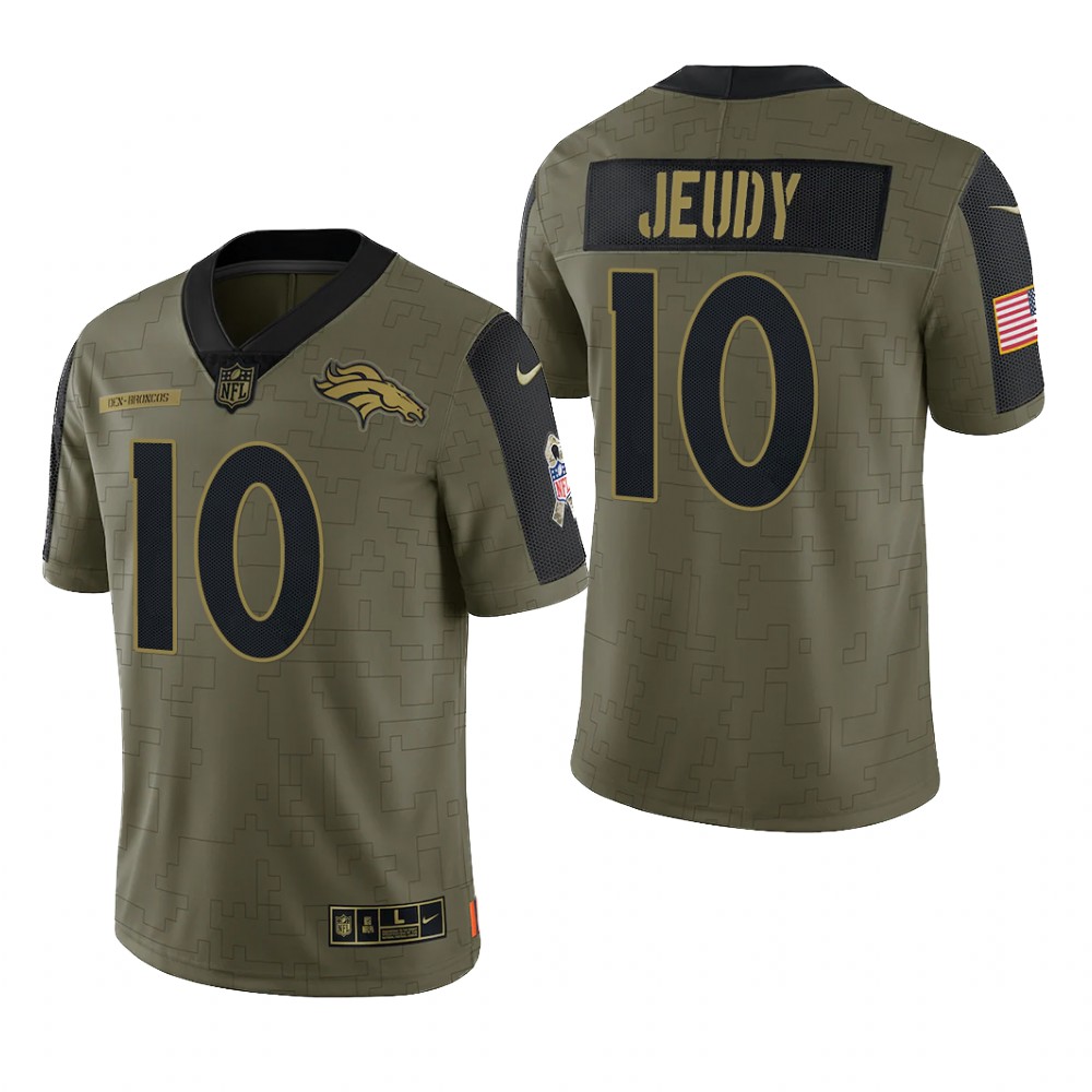 Denver Broncos Jerry Jeudy Olive Limited Jersey 2021 Salute To Service - Men's