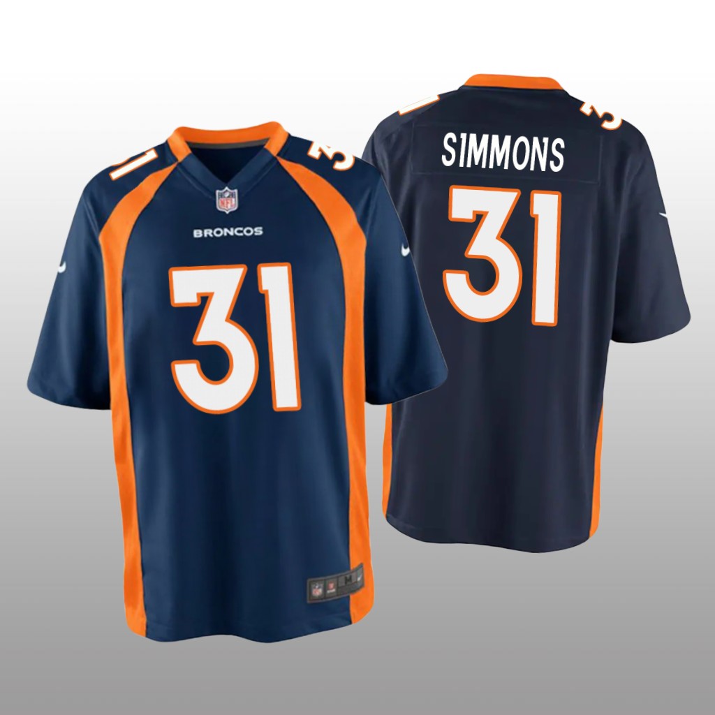 Denver Broncos Justin Simmons Navy Jersey Game - Youth