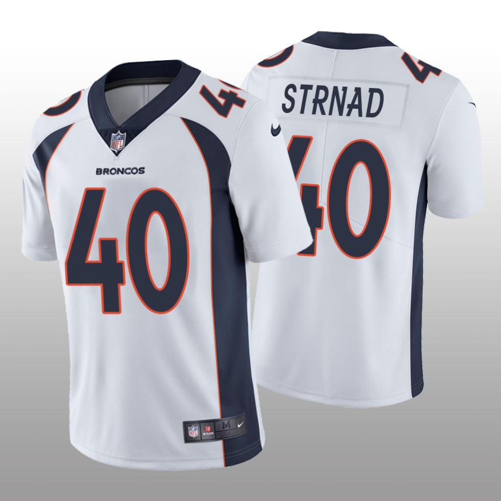 Denver Broncos Justin Strnad White Jersey Vapor Limited - Men's