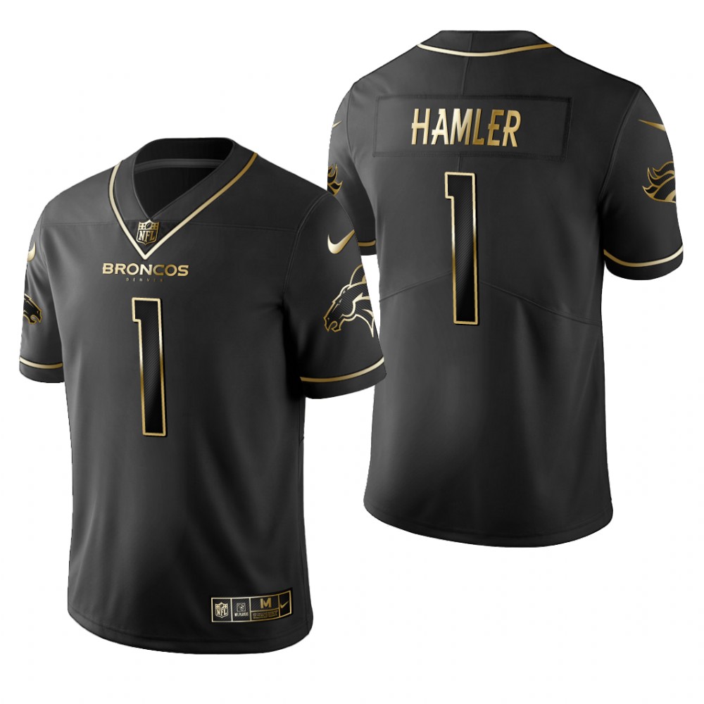 Denver Broncos K.J. Hamler Black Jersey Golden Edition Men's