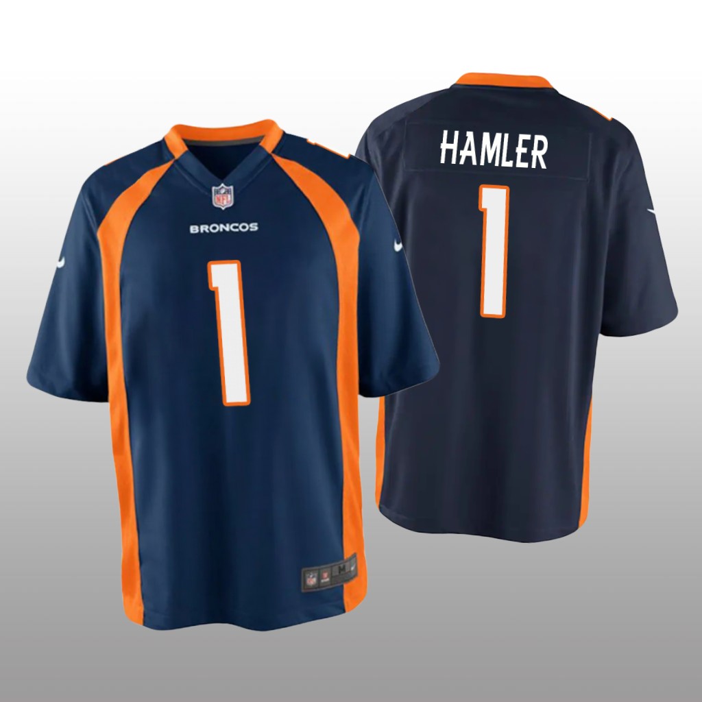 Denver Broncos K.J. Hamler Navy Jersey Game - Youth