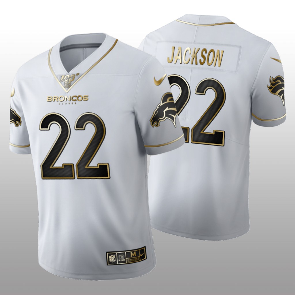 Denver Broncos Kareem Jackson White Golden Edition Jersey 100th Season Men’s