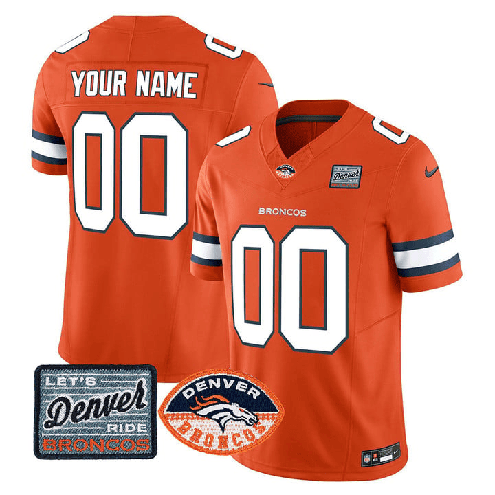 Denver Broncos Logo Patch Vapor Limited Custom Orange Jersey - All Stitched 
