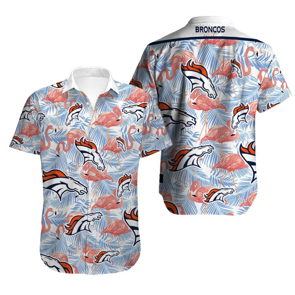 Denver Broncos Many Logo and Floral Hawaiian Shirt