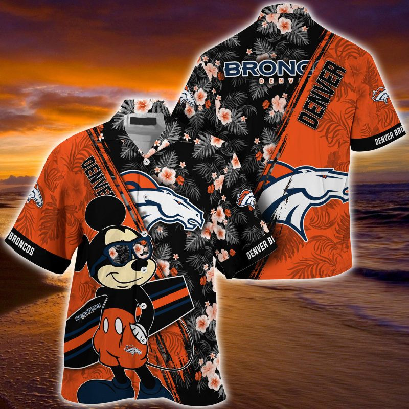 Denver Broncos NFL Summer – Hawaii Shirt For This Season – Gift For Sport Lovers Mickey And Floral Pattern