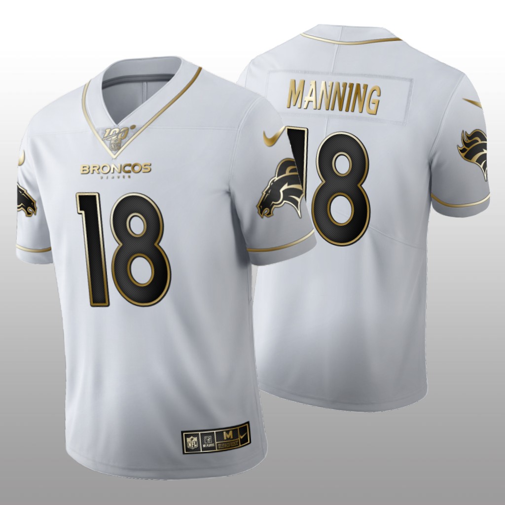 Denver Broncos Peyton Manning White Golden Edition Jersey 100th Season Men's