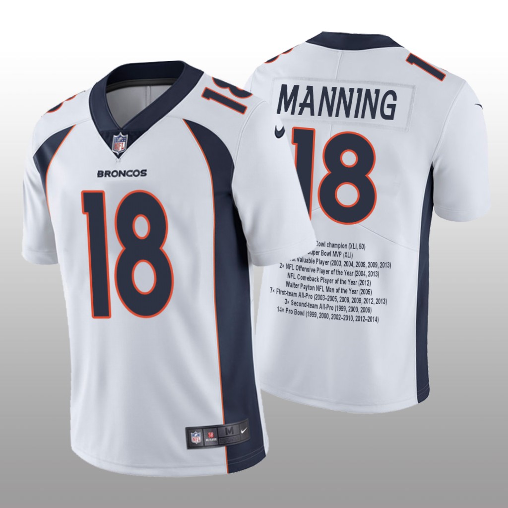 Denver Broncos Peyton Manning White Limited Edition Career Highlight - Men's