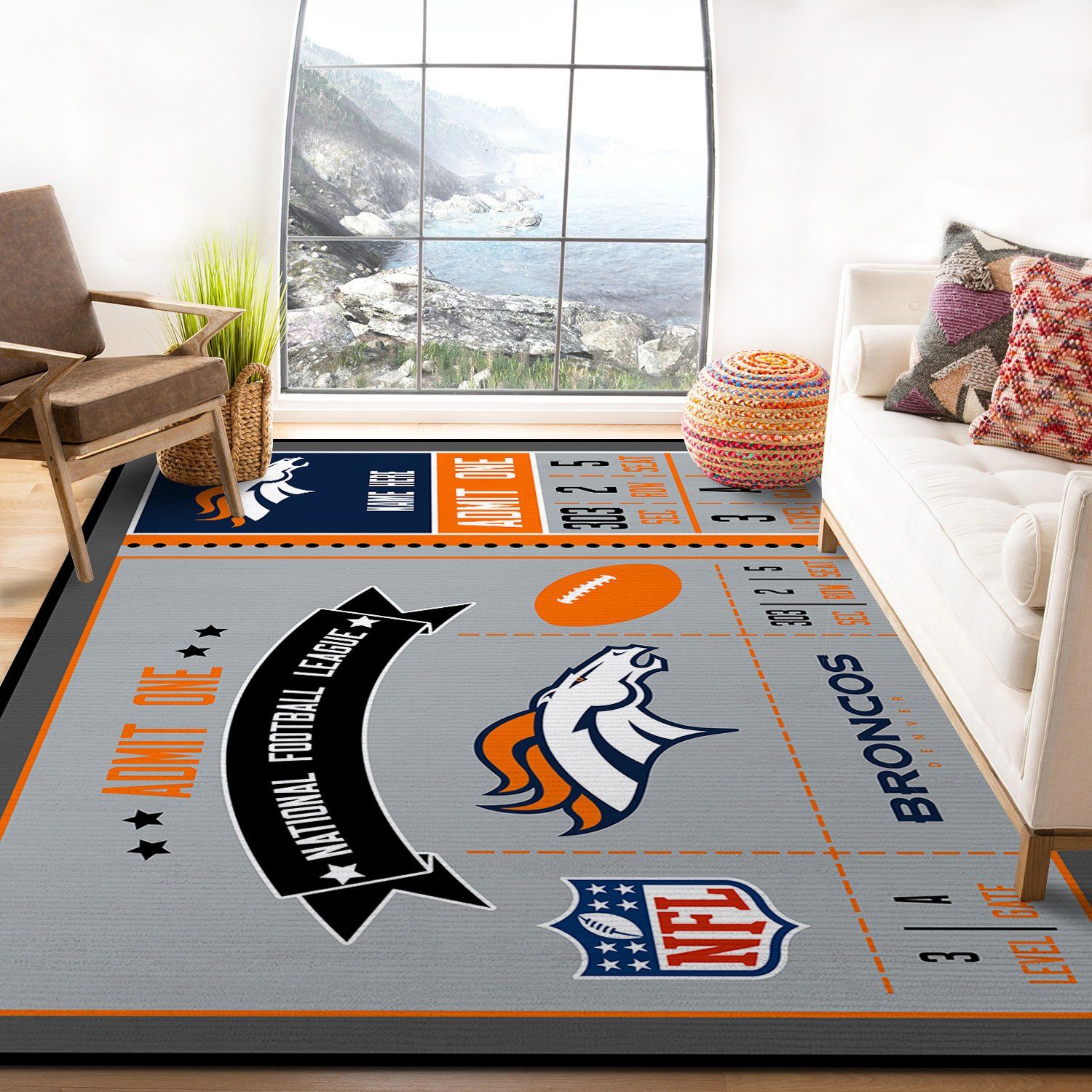 Denver Broncos Rectangle Rug – Custom Size And Printing