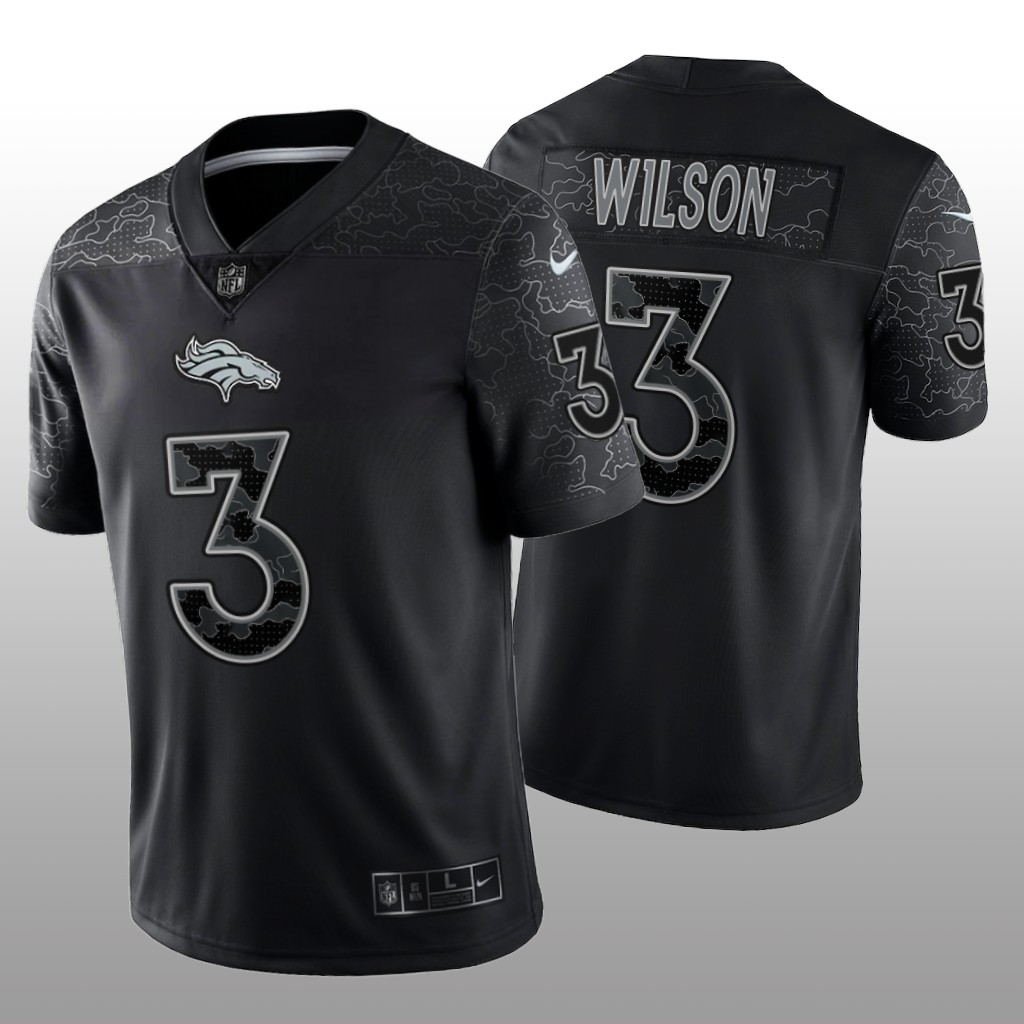 Denver Broncos Russell Wilson Black Jersey Reflective Limited - Men's