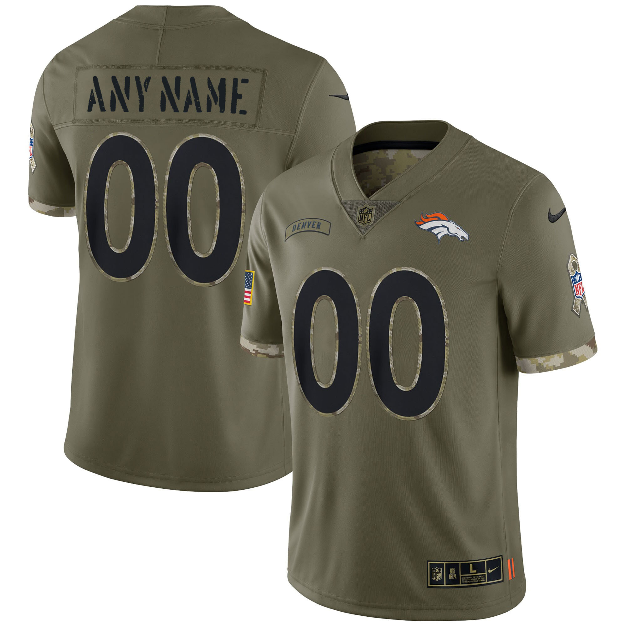 Denver Broncos Salute To Service Custom Salute To Service Jersey - All Stitched 