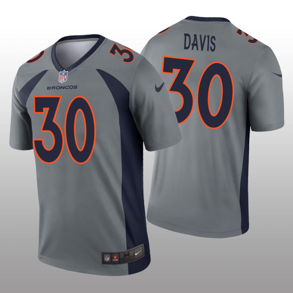 Denver Broncos Terrell Davis Gray Jersey Inverted Legend - Men's