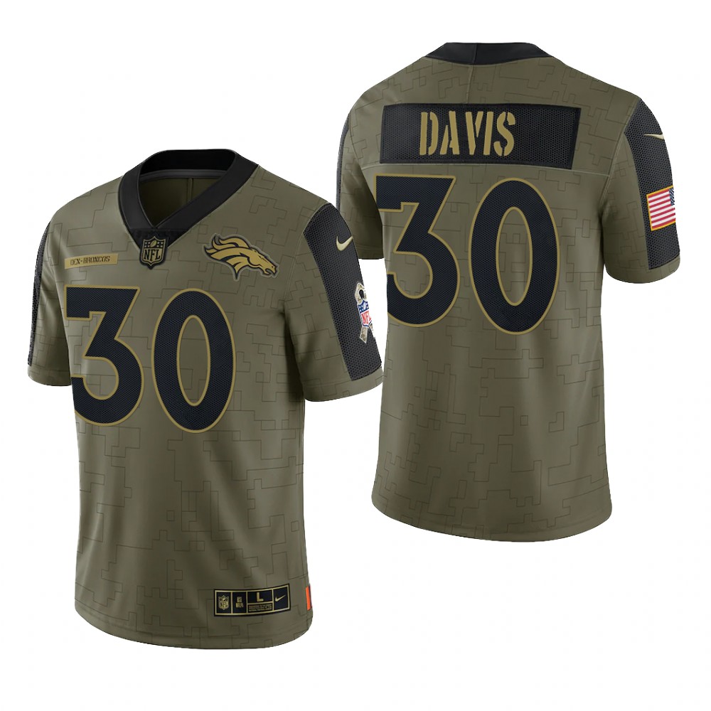 Denver Broncos Terrell Davis Olive Limited Jersey 2021 Salute To Service - Men's
