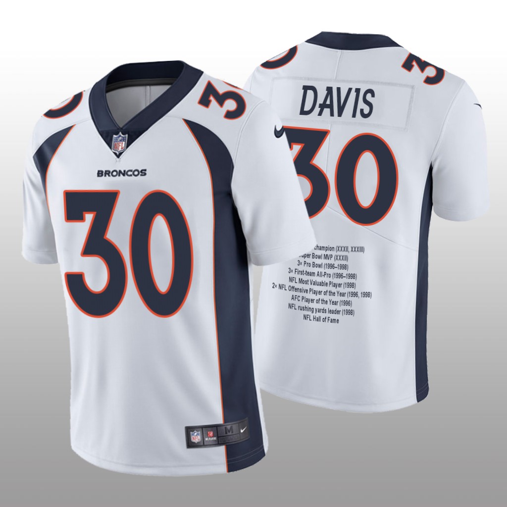 Denver Broncos Terrell Davis White Limited Edition Career Highlight - Men's